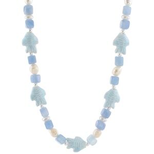 Square Stone Bead Fish Accent Nicklace